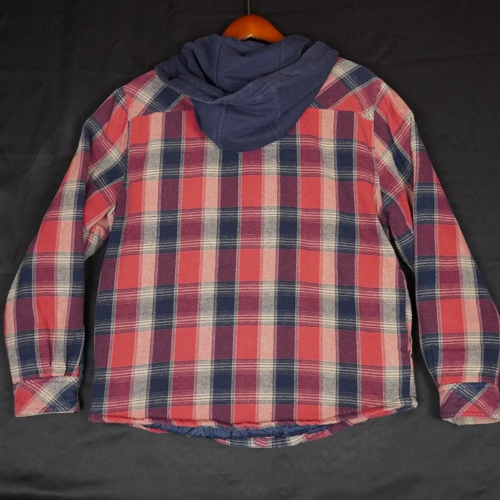 Legendary Whitetails Outfitters Mens M Flannel Hoodie Jacket Snap Red Plaid